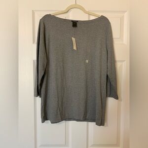NWT Ann Taylor‎ Heather Gray 3/4 Sleeve Blouse Size Large Minimalist Casual